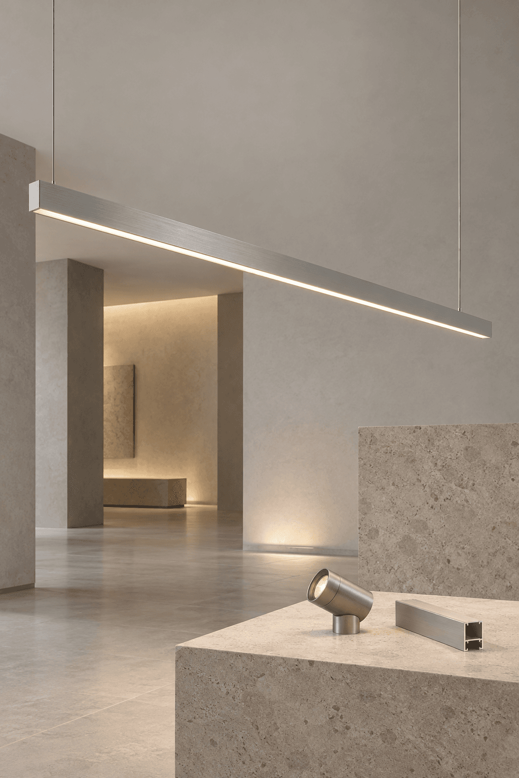 B2B lighting concept: application scene and housing, LED board and diffuser component study