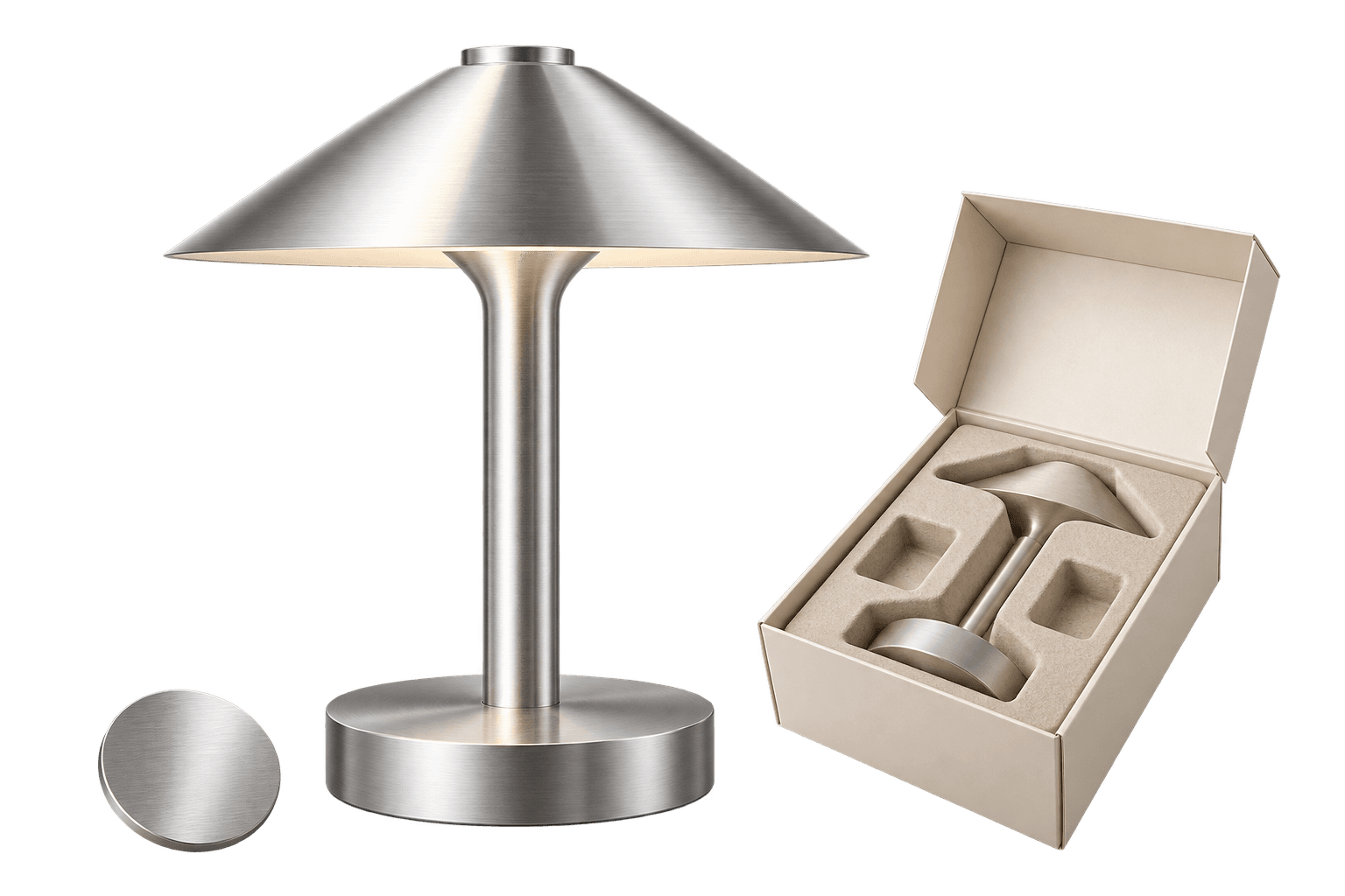 Illustrative lamp sample, material and packaging for sourcing